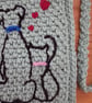 Sage Green Crochet Phone Or Glasses Bag With Embroidered Cat And Dog (J197) - Image 3
