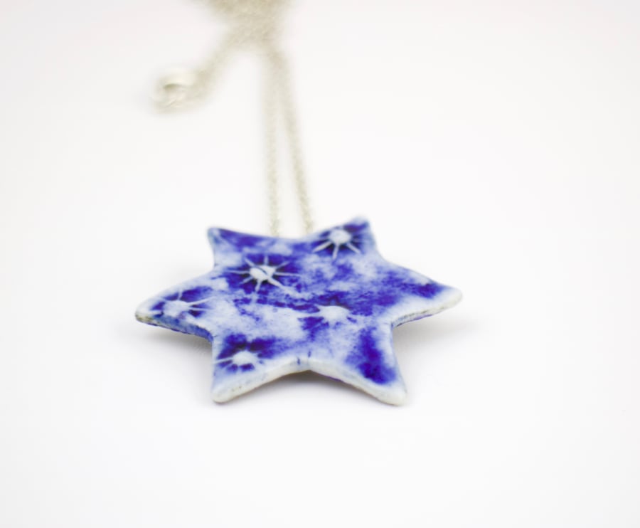 Blue Star Porcelain Necklace