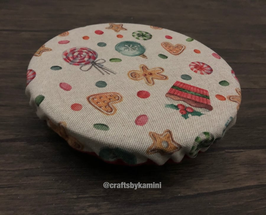 Christmas reuseable cover for bowls, mugs, glasses (P&P included)