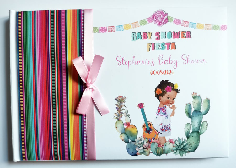 Mexican fiesta girl baby shower guest book, cinco de mayo party book, gift