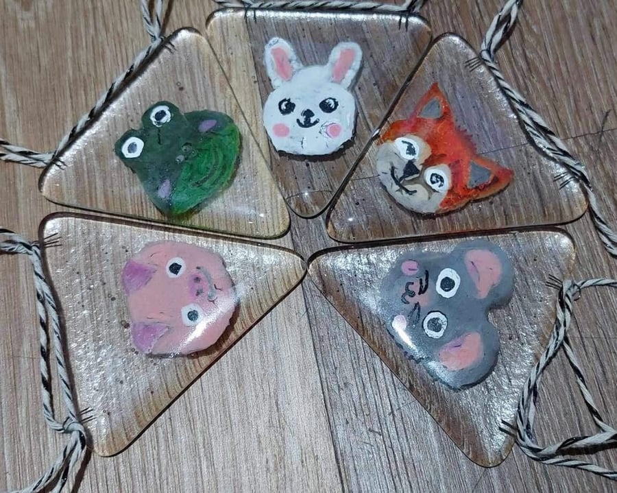 Handcrafted Fused Glass Animal Bunting