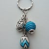Blue and White Ceramic Bead Keyring   KCJ869