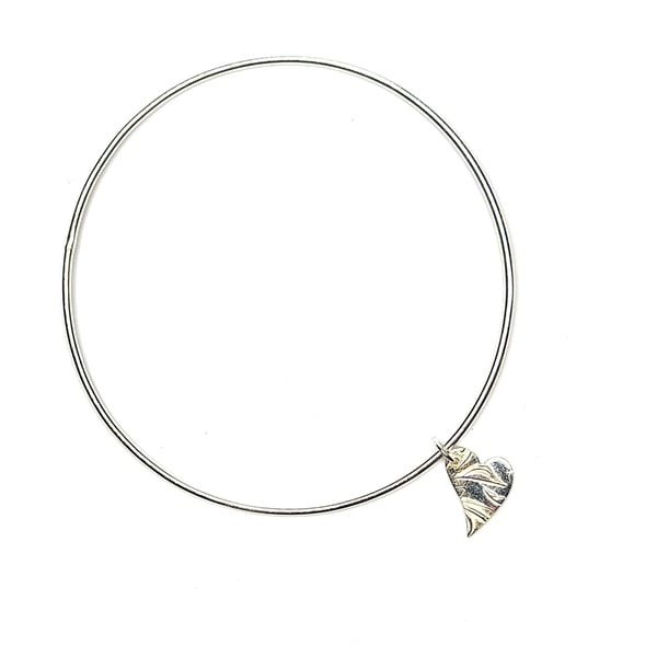 Floral Heart silver bangle
