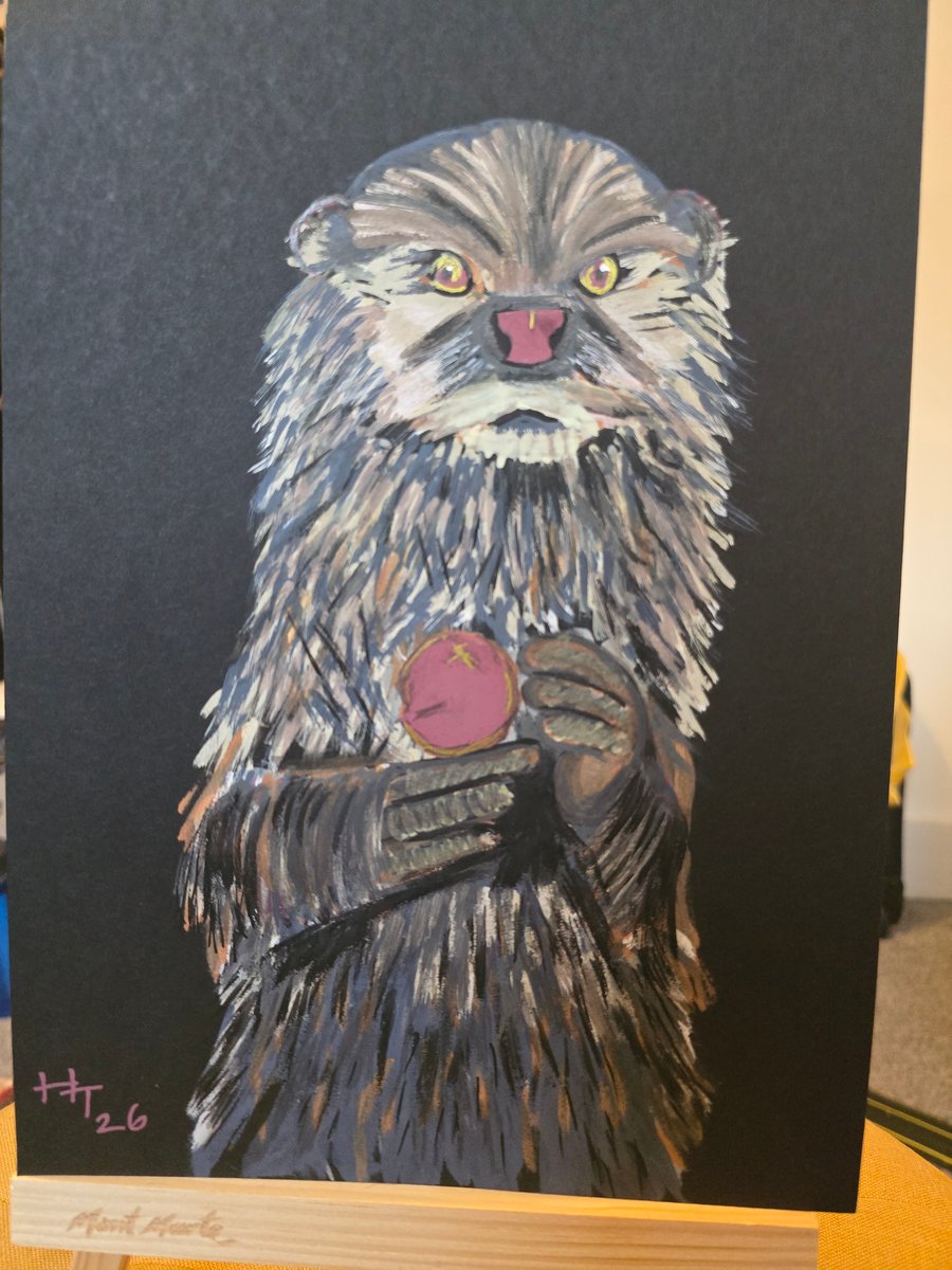 Otterly conkers - abstract painting on A4 paper