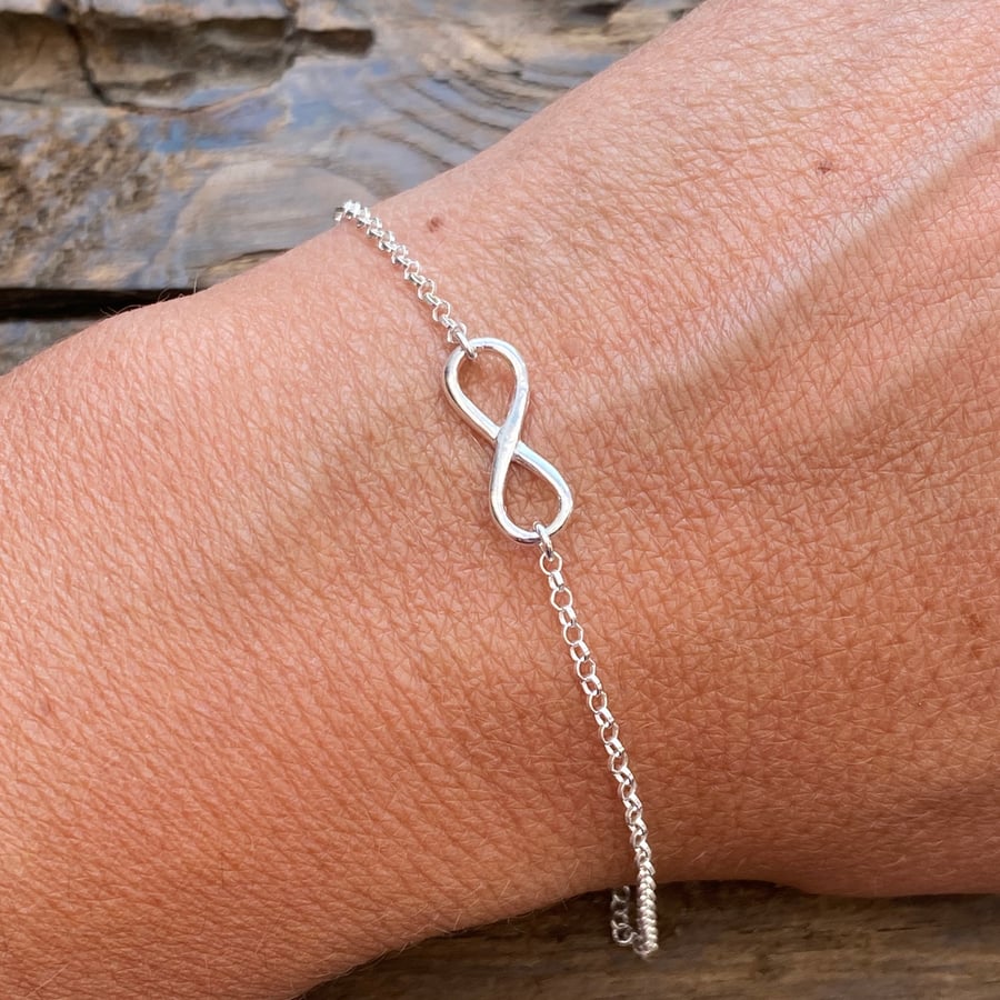 Sterling Silver Infinity Charm Bracelet. Made to Order. 