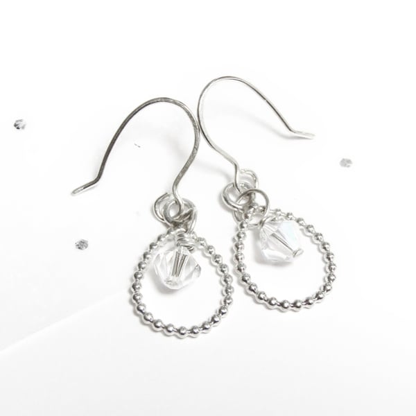 Tear drop crystal hook earrings