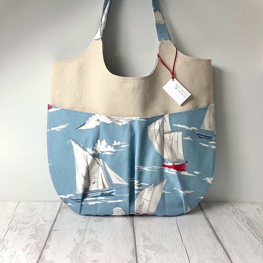Relaxed Tote Bag - Nautical - Sailing - Beige