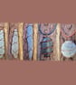 Copper Wire Wrapped Sea River Stone Pendant Necklace