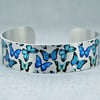 Butterfly jewellery cuff bracelet, bangle gift with blue butterflies. B485