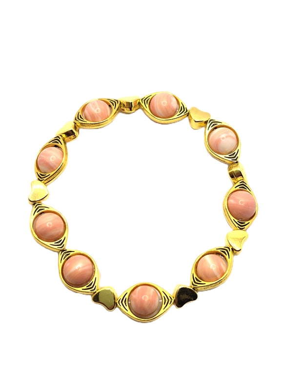 Rhodochrosite stretchy bracelet with gold coloured connectors