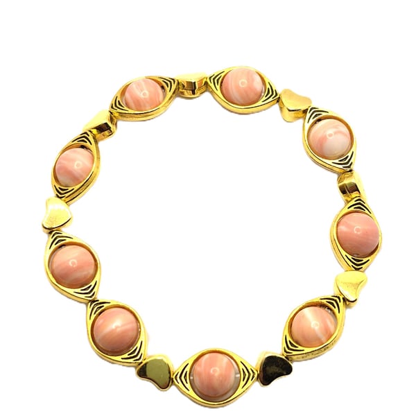 Rhodochrosite stretchy bracelet with gold coloured connectors