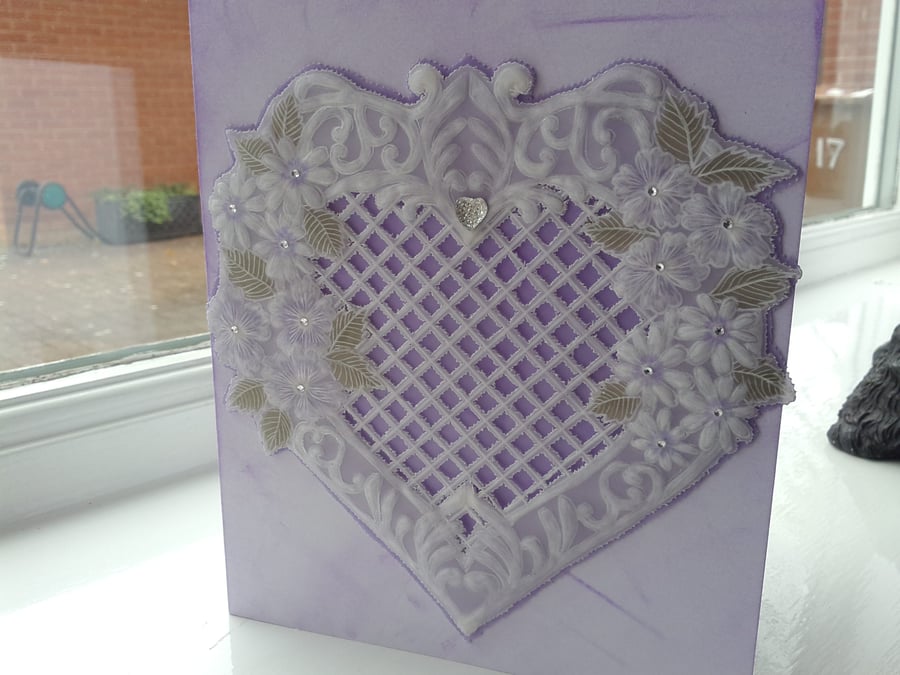 Romantic trellis  heart parchment card