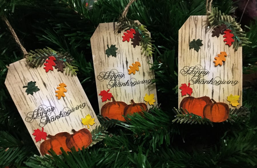 Handmade Happy Thanksgiving Tags, Set of 5