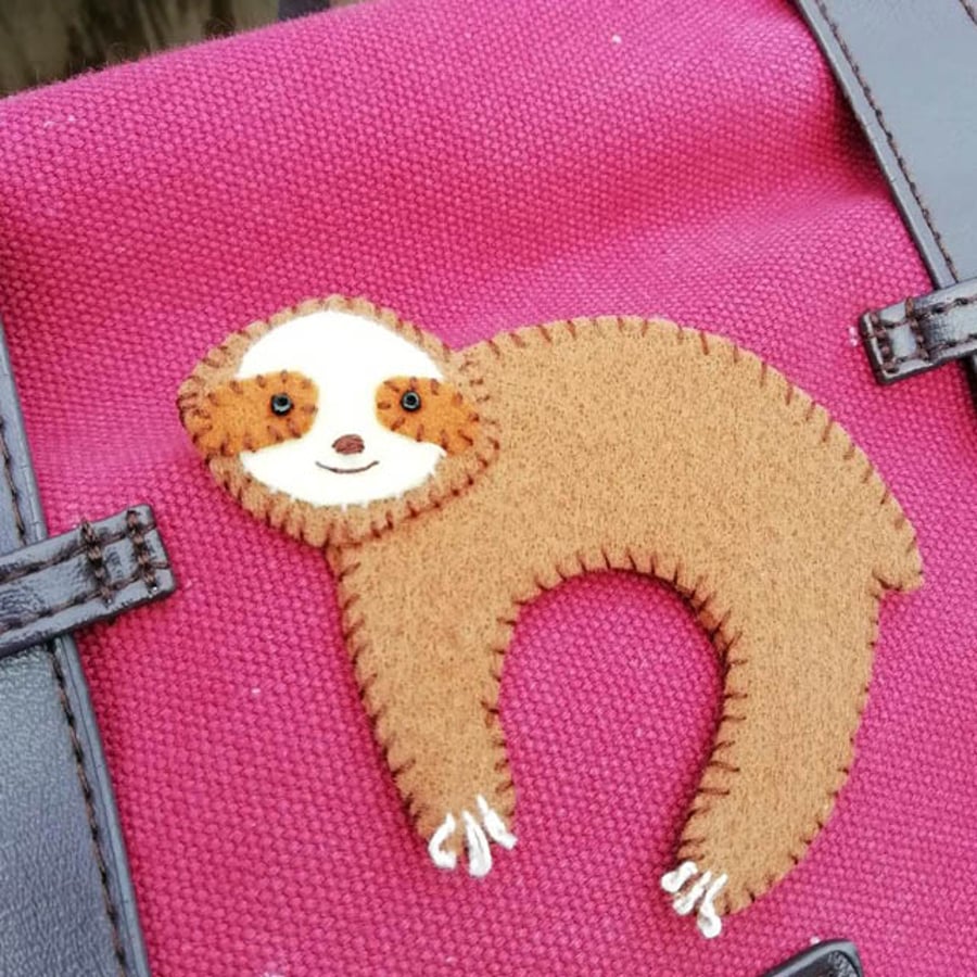 Cute Felt Sloth Brooch