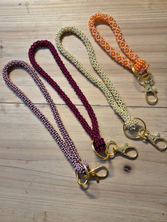 Bead embroidered key or bag charm