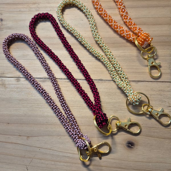 Bead embroidered key or bag charm