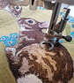Rabbits in forget-me-not heart tea towel design, organic cotton, hanging loop - Image 7