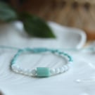 Macrame bracelet with amazonite and Moonstone, natural stones 