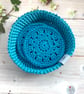 Crochet Coasters in Turquoise with an Optional Basket - Image 2