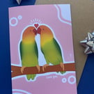 Love you cute lovebirds card