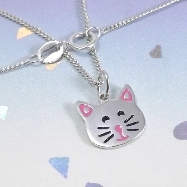 Cat pendant (small) handmade from sterling silver