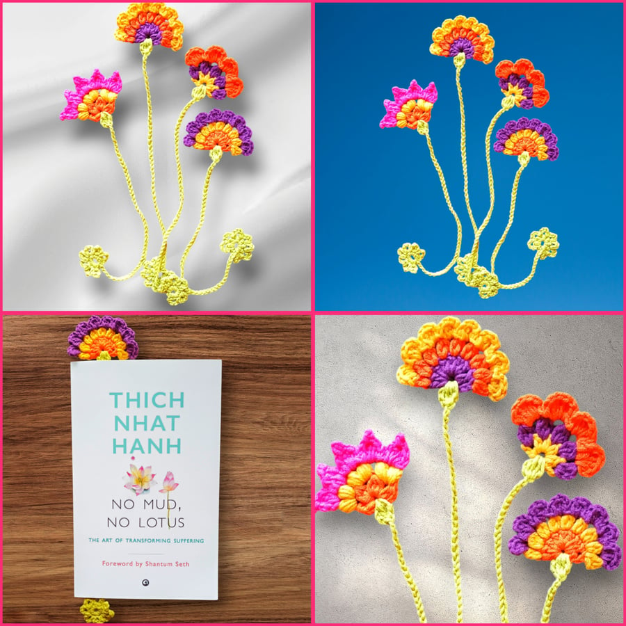 crochet flower bookmark