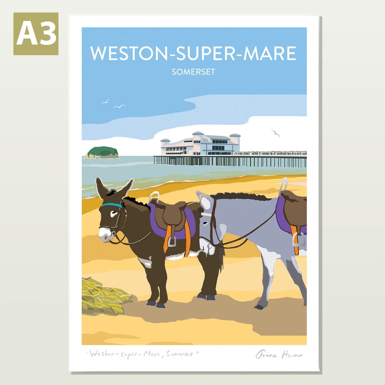 Weston-super-Mare A3 retro style Somerset travel poster