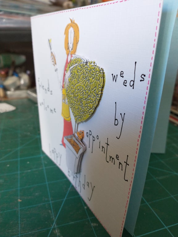 Garden topiary decoupage birthday card