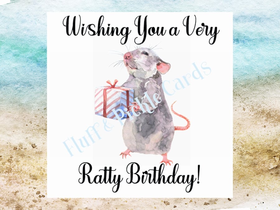 RAT Birthday Card-Unisex Birthday Card-Rodent Birthday-Ratty Birthday-Animal 
