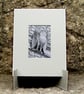 Owl Stone Carving Small Original Graphite Pencil Drawing  - Image 1