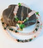  Butterfly, Rose Quartz, Moss Agate & Swarovski Crystal Necklace - Free UK P&P. - Image 8