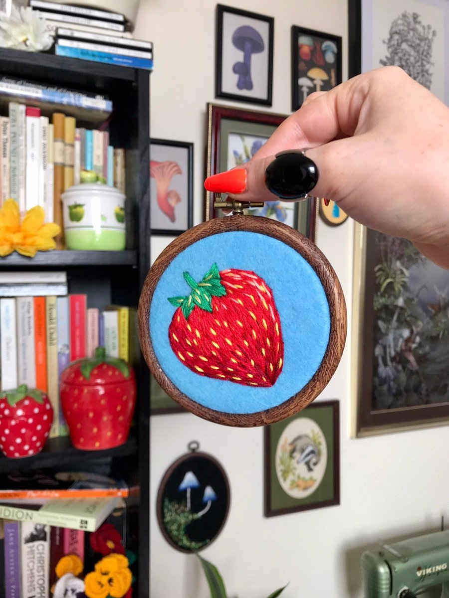 Cute Strawberry embroidery wall hanging