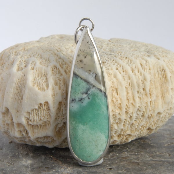 Aquaprase and silver pendant - Folksy