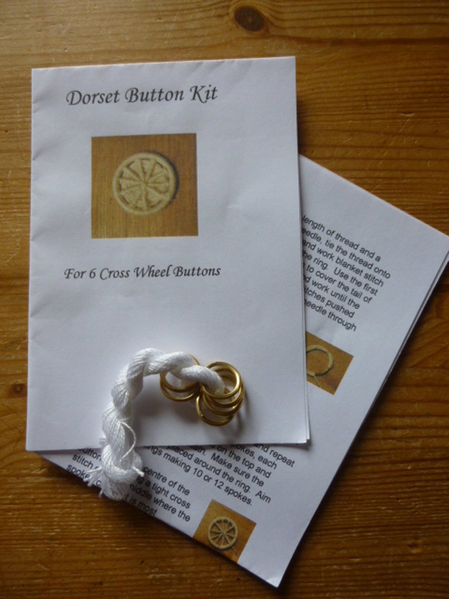 Kit to Make 6 x Dorset Cross Wheel Buttons, White, K8
