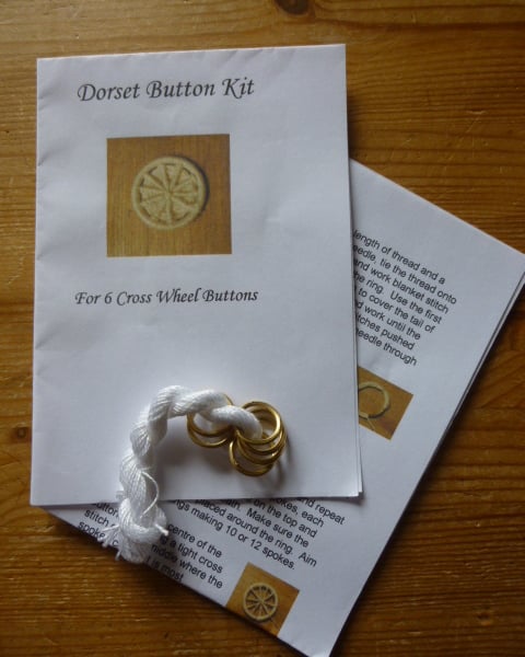 Kit to Make 6 x Dorset Cross Wheel Buttons, White, K8