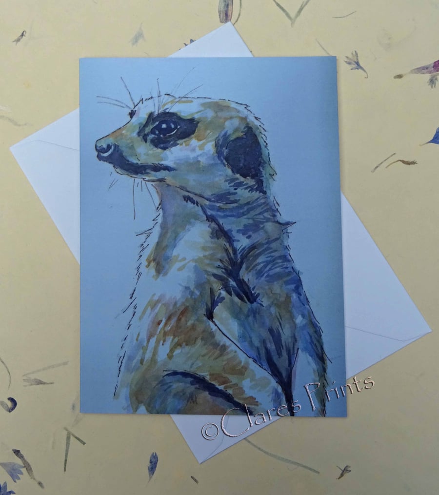 Meerkat Art Blank Greeting Card From my Original Acrylic Painting