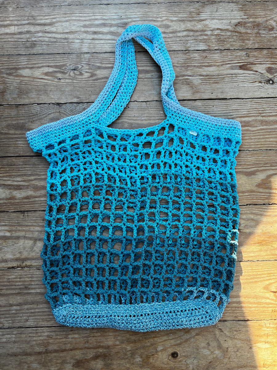 Handmade Crochet Market Bag - Ocean Ombre