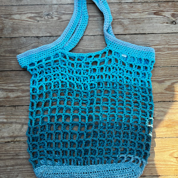 Handmade Crochet Market Bag - Ocean Ombre