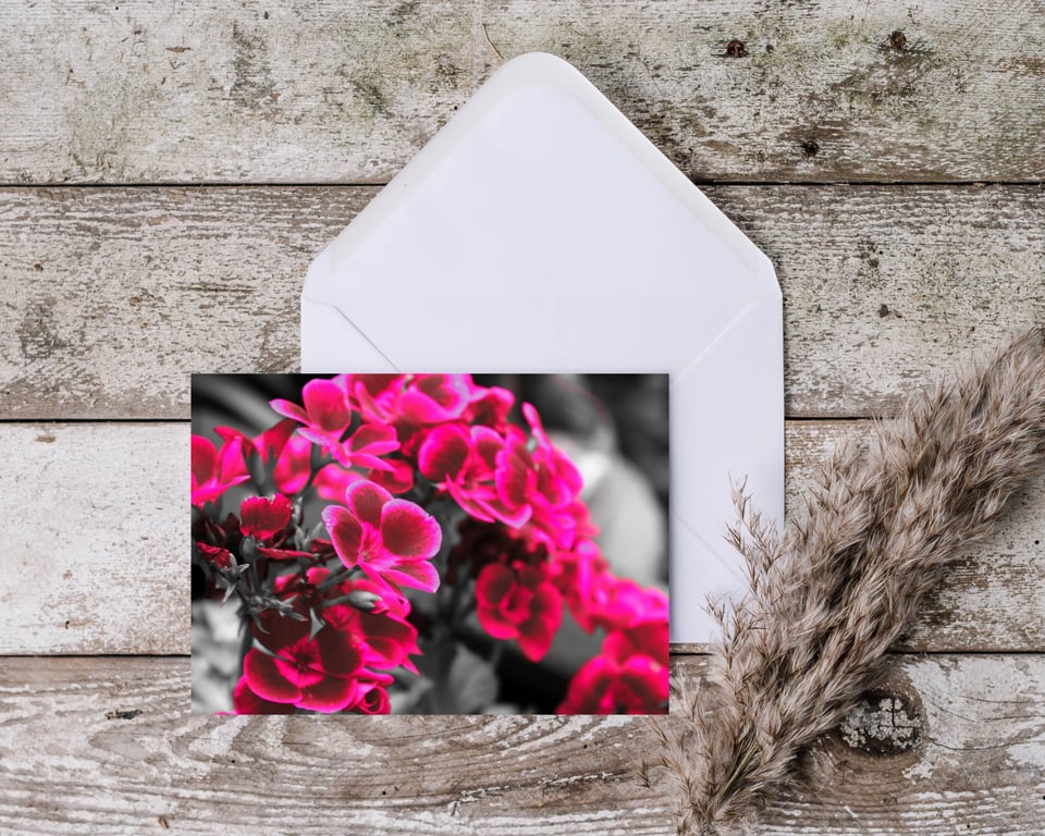 A5 Blank Greeting Card of Pink Flowers with envelope