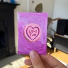ACEO original - loveheart sweet retro candy love you - acrylic paint