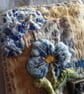 Slow-stitched and needle-painted blue floral brooch - Image 7