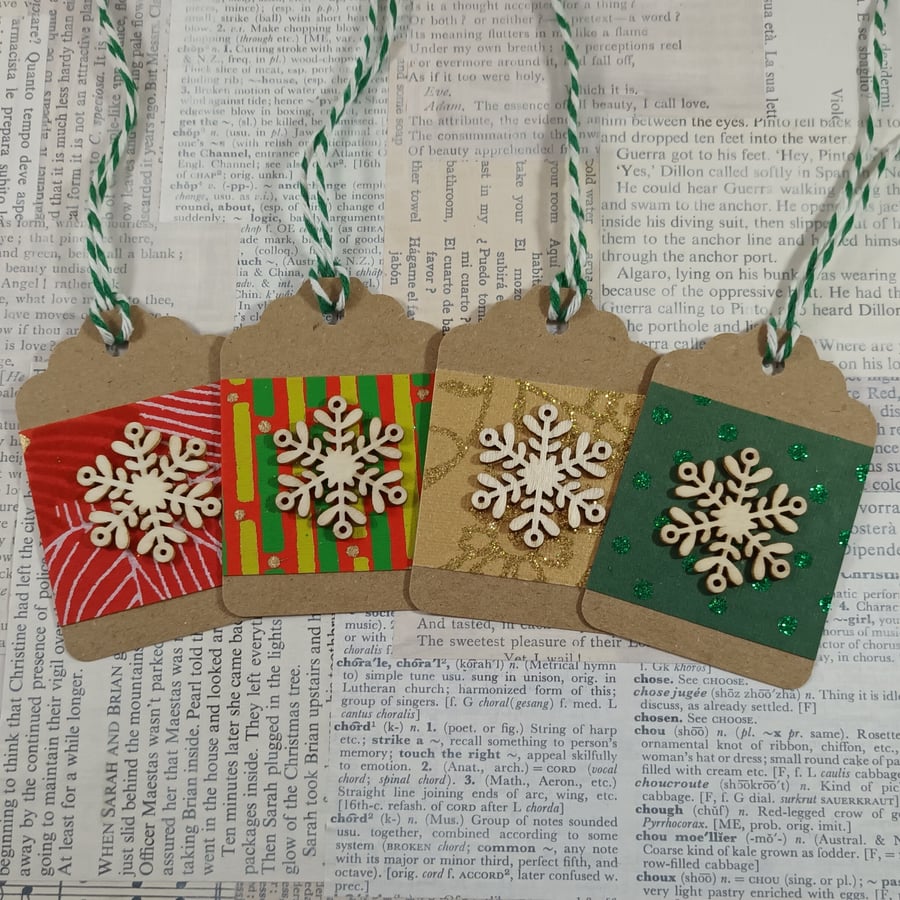 Pack of 4 mixed handmade Christmas gift tags