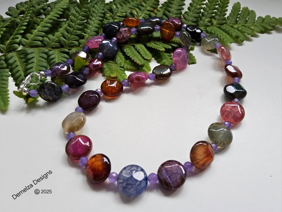 Multicoloured Agate Necklace 