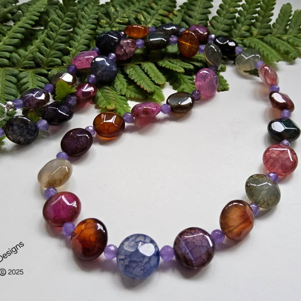  Multicoloured Agate Necklace 