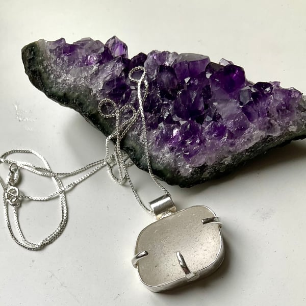 Sterling Silver Sea Glass Pendant Necklace