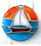 Sailboat Sunset Stained Glass Suncatcher Handmade Ring 032