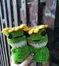Crochet Frog With Sunflower Hat