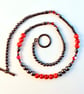 Hematite & Red Bamboo Coral necklace with Swarovski Crystals - Handmade In Devon - Image 1