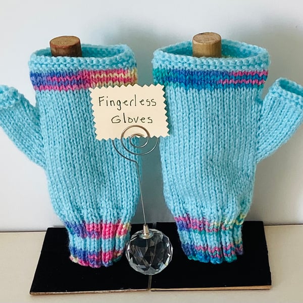 Fingerless gloves, Knitted aquamarine , Ladies fingerless gloves
