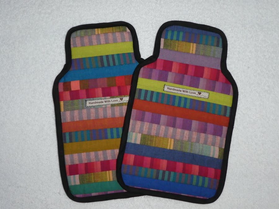 Patchwork Hot Water Bottle Cover. Stripes.